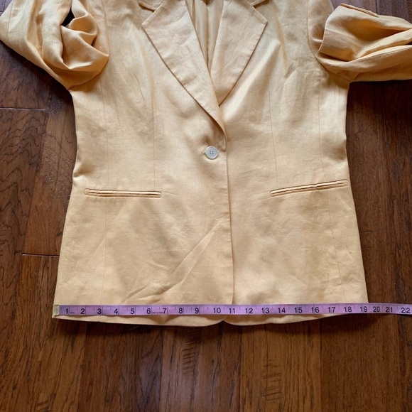 Talbots Yellow Linen‎ Padded Shoulder Blazer - Picture 8 of 14